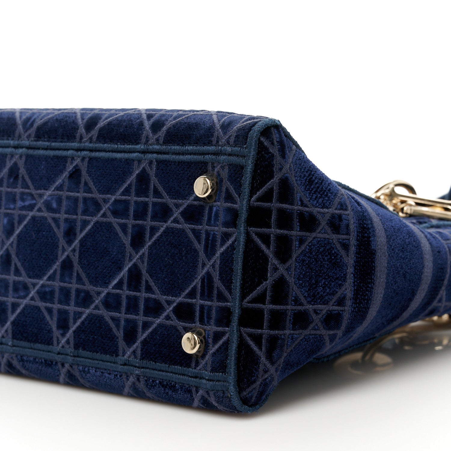 Christian Dior Velvet Cannage Medium Lady D-Lite Blue 1578207