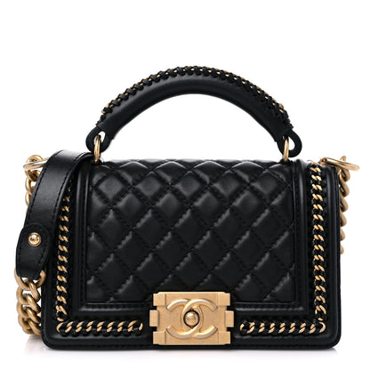 Chanel Lambskin Quilted Small Top Handle Boy Flap Black 1 of 10
