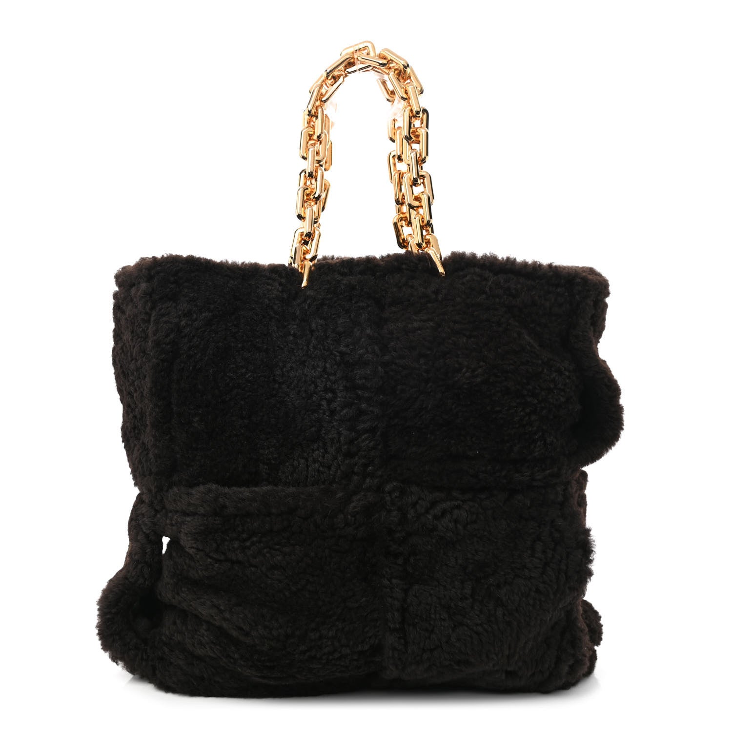 Bottega Veneta Shearling Intrecciato The Chain Tote Black 1 of 10