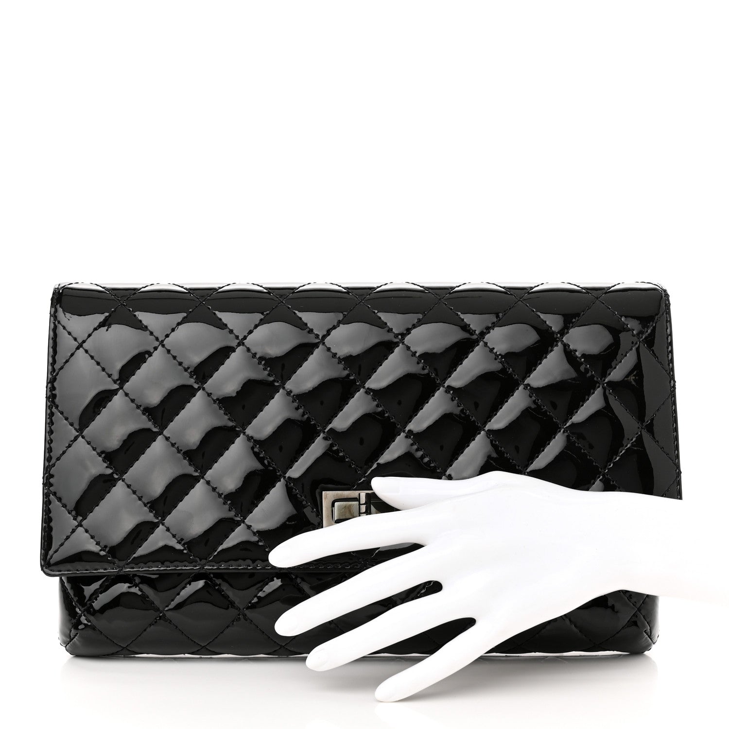 Chanel Patent Calfskin Quilted Reissue 2.55 Clutch So Black 2 of 11