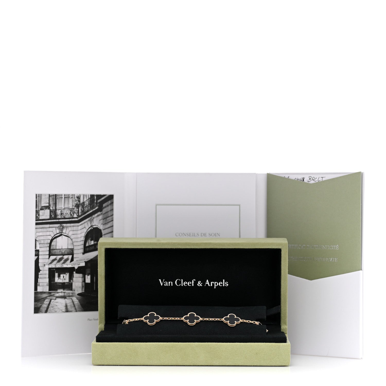 Van Cleef & Arpels 18K Yellow Gold Black Onyx 5 Motifs Vintage Alhambra Bracelet 6 of 6
