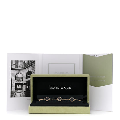 Van Cleef & Arpels 18K Yellow Gold Black Onyx 5 Motifs Vintage Alhambra Bracelet 6 of 6