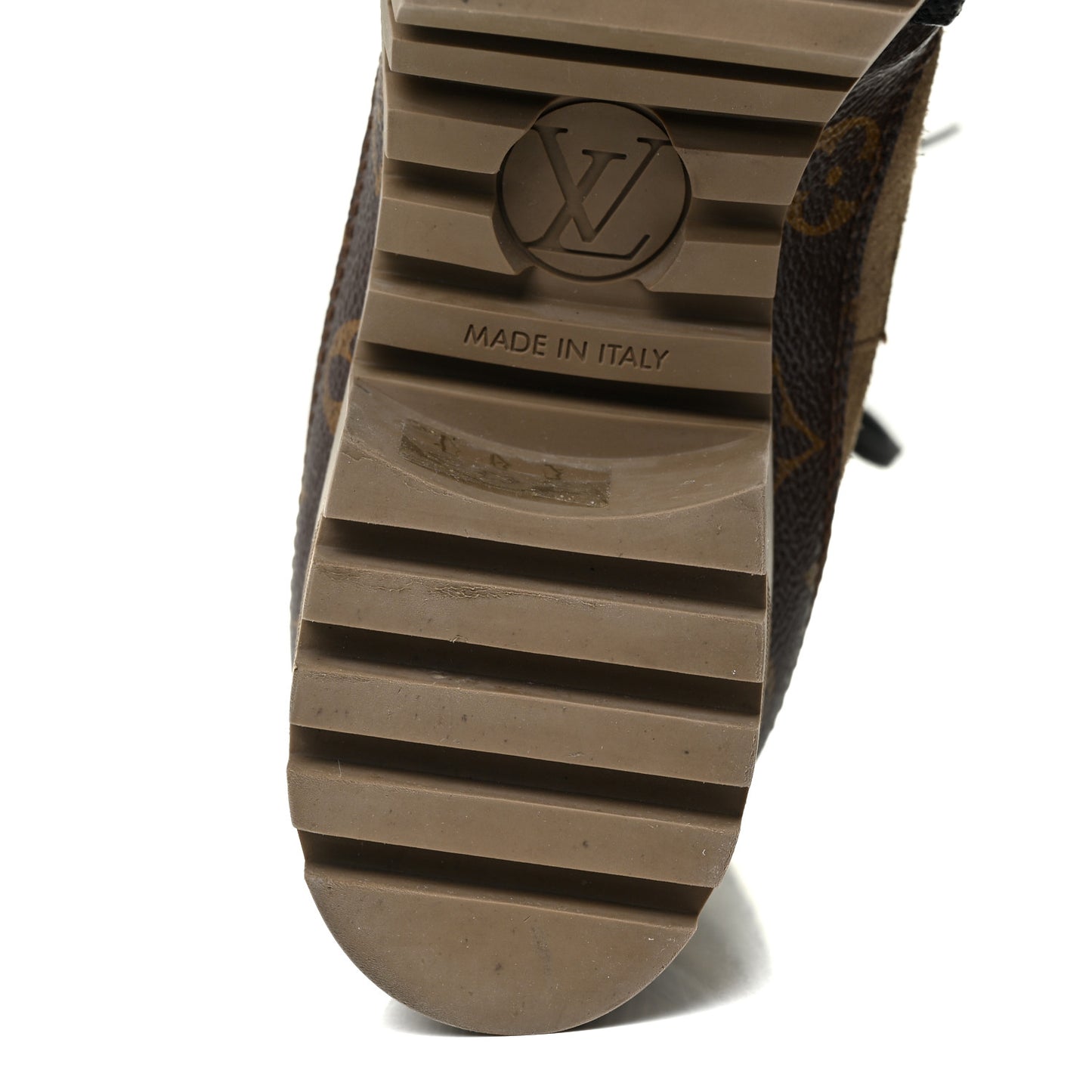 Suede Calfskin Monogram Laureate Platform Desert Boots 38.5 Taupe