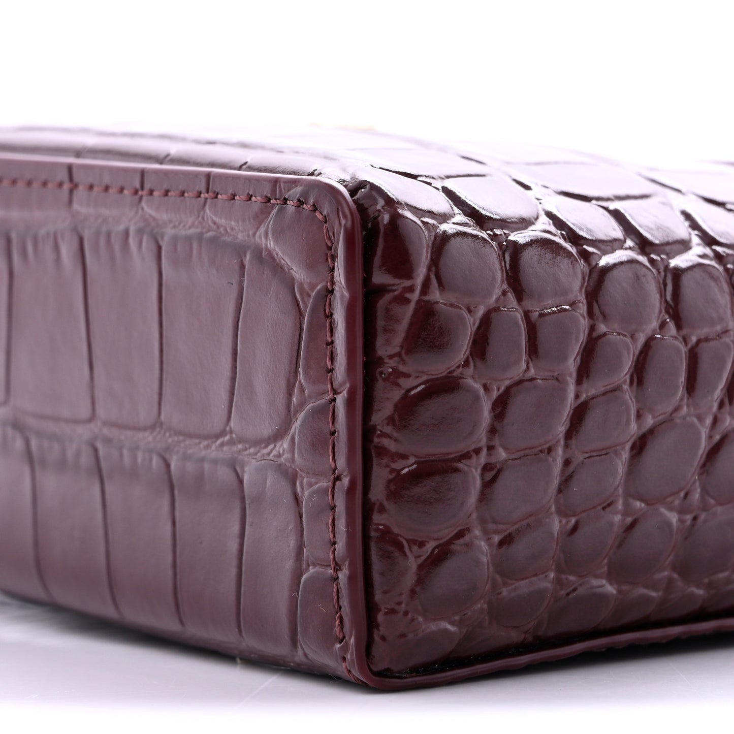 Calfskin Crocodile Embossed Crococo Exoticoco Vanity With Chain Dark Burgundy