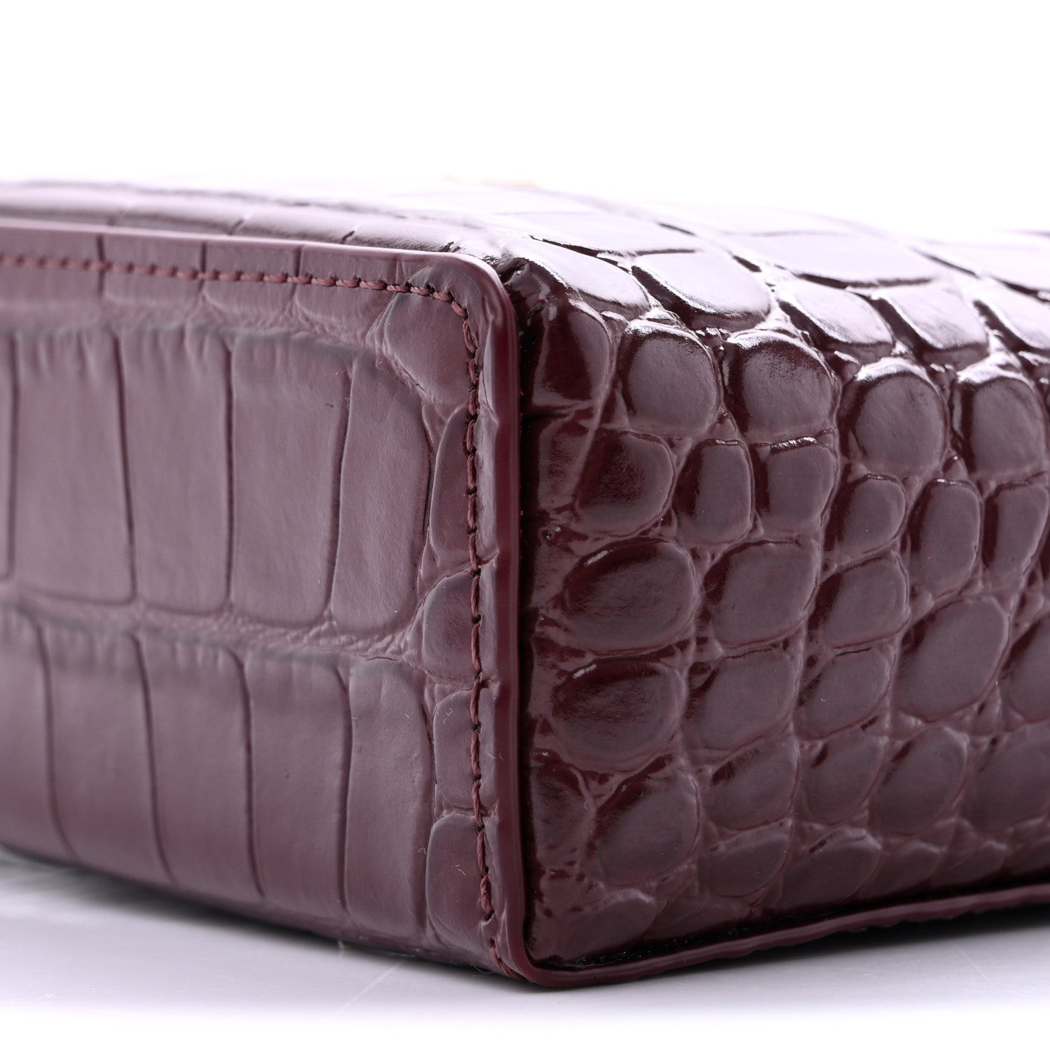 Chanel Calfskin Crocodile Embossed Crococo Exoticoco Vanity With Chain Dark Burgundy 9 of 10