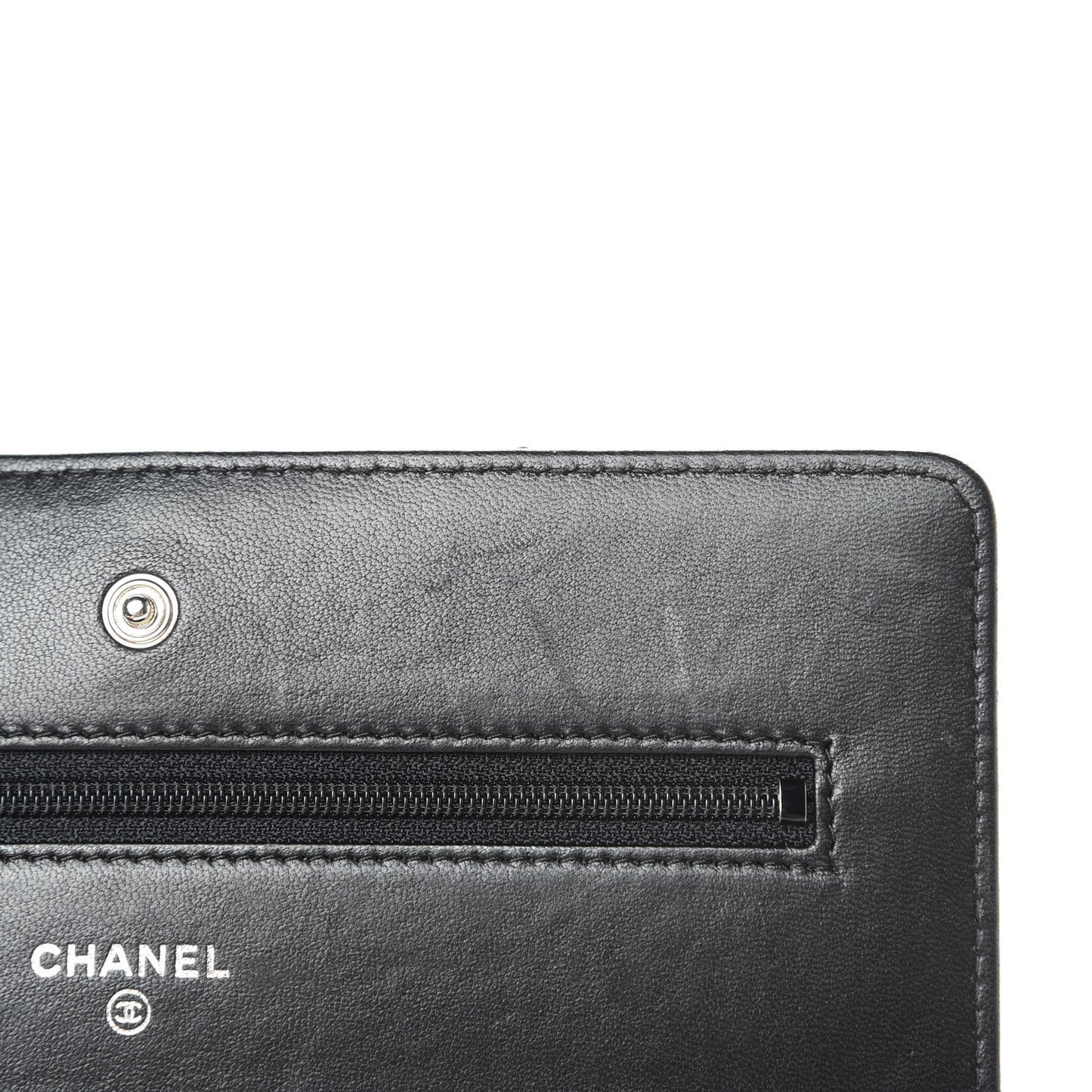 Lambskin Chevron Quilted Wallet On Chain WOC So Black