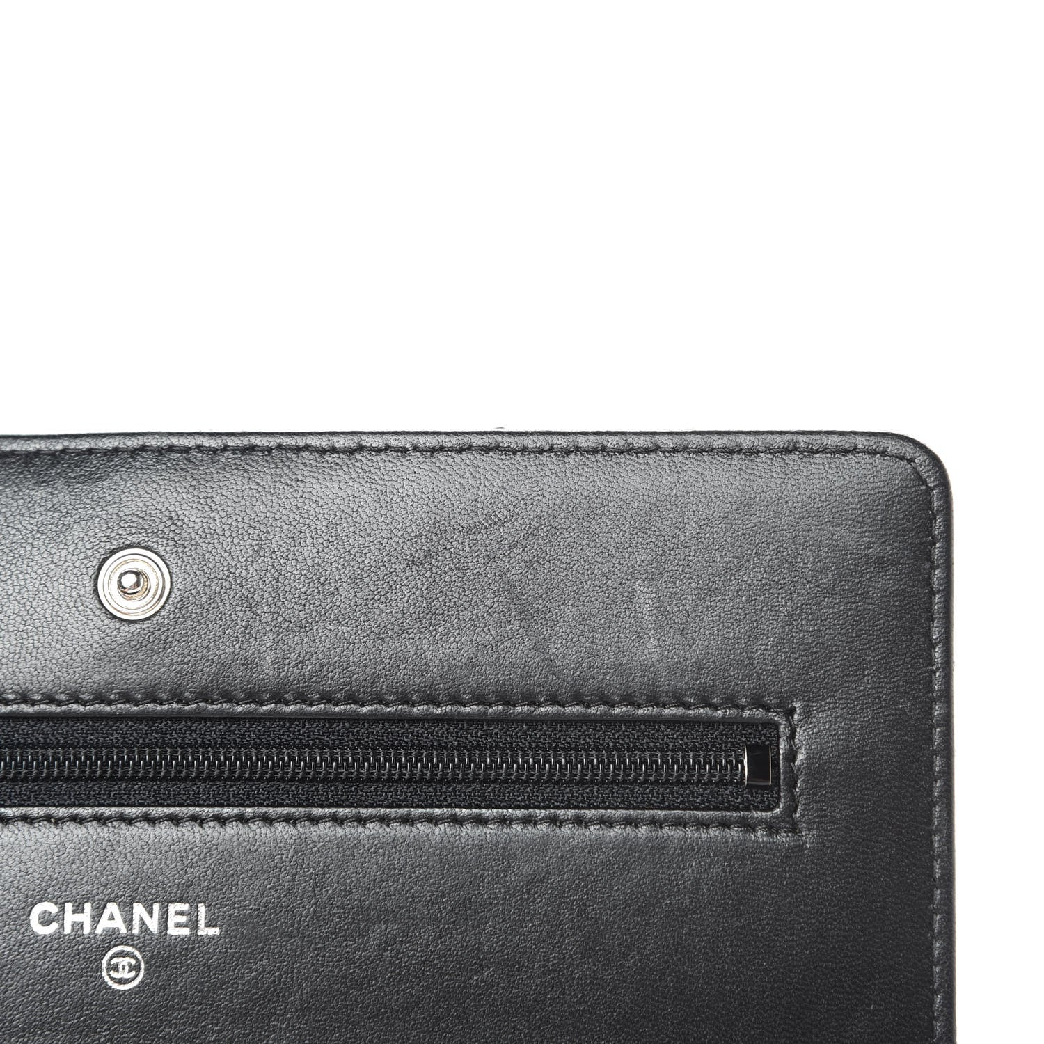 Chanel Lambskin Chevron Quilted Wallet On Chain WOC So Black 14 of 16