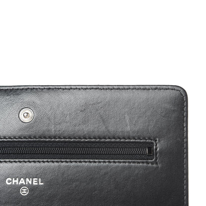 Chanel Lambskin Chevron Quilted Wallet On Chain WOC So Black 14 of 16