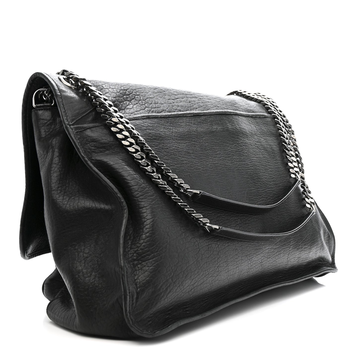 Grained Lambskin Monogram Oversized Niki Chain Satchel Black