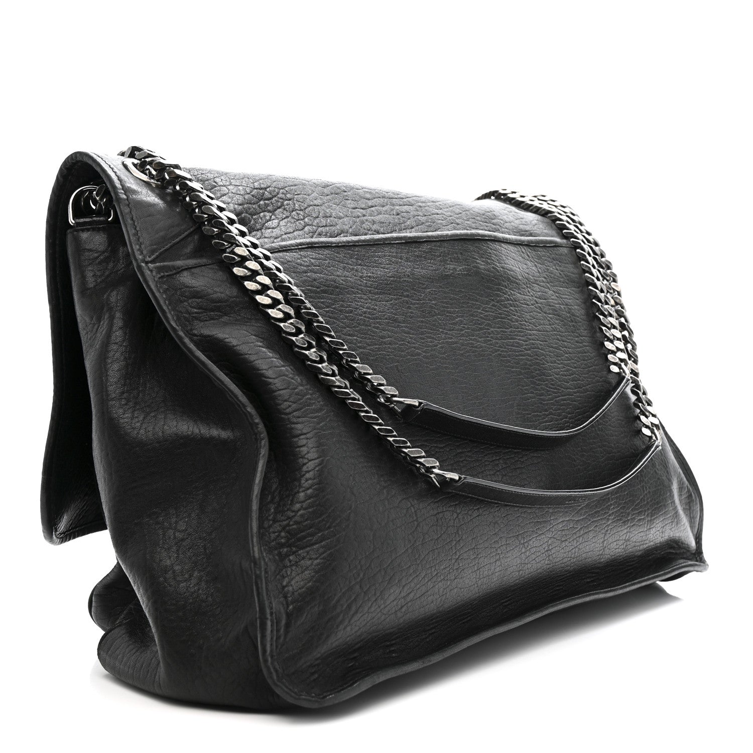 Saint Laurent Grained Lambskin Monogram Oversized Niki Chain Satchel Black 3 of 15