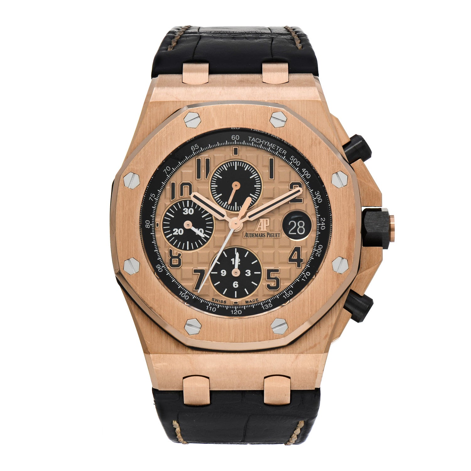 Audemars Piguet 18K Rose Gold Alligator 42mm Royal Oak Offshore Chronograph Automatic Watch Gold 26470OR.OO.A002CR.01 1 of 7