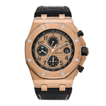 Audemars Piguet 18K Rose Gold Alligator 42mm Royal Oak Offshore Chronograph Automatic Watch Gold 26470OR.OO.A002CR.01 1 of 7