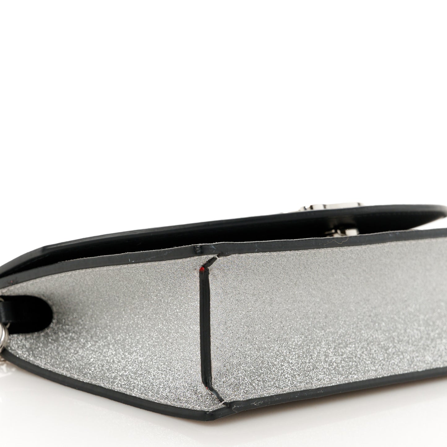 Glitter Calfskin Loubi54 Crossbody Clutch Silver