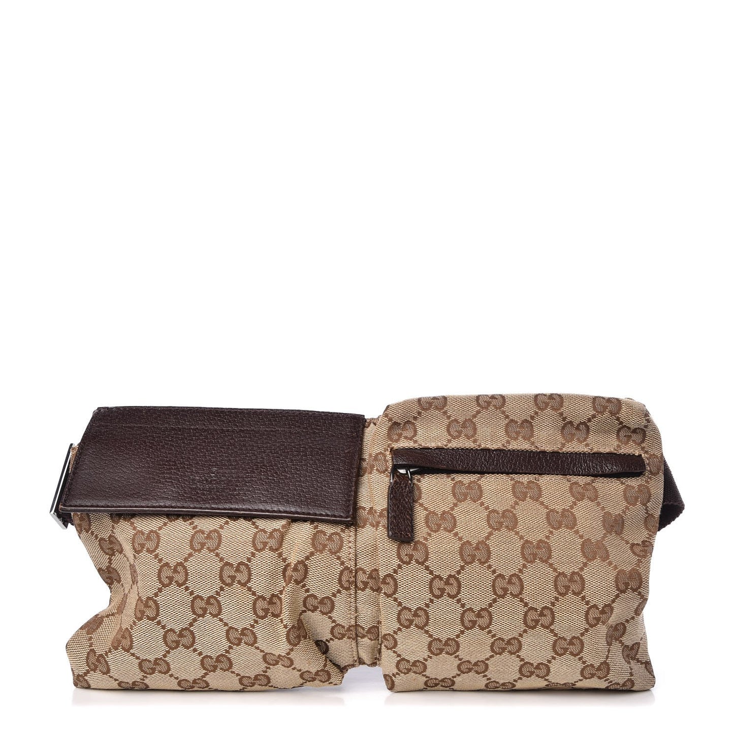 GG Monogram Double Pocket Belt Bag Dark Brown