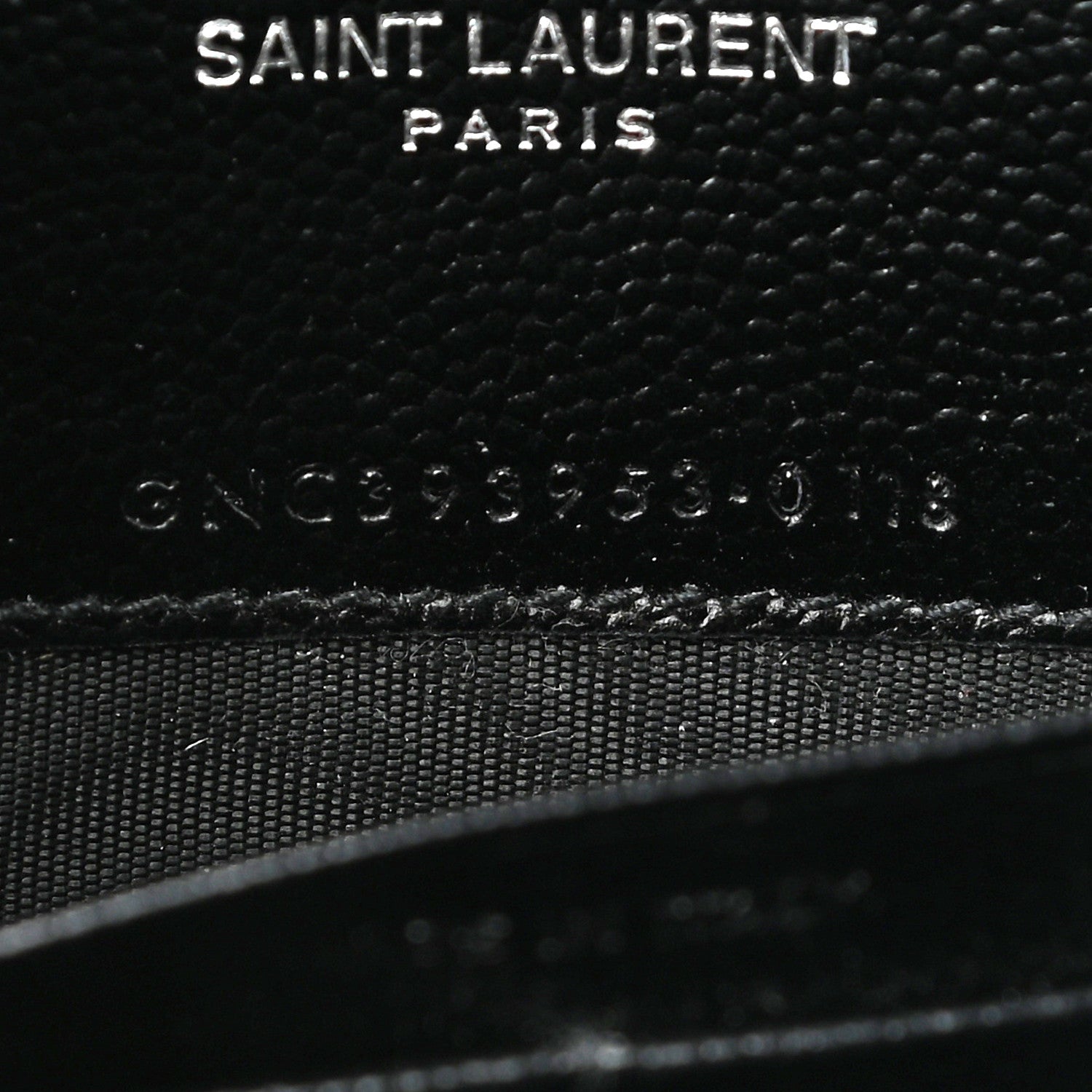 Saint Laurent Grain De Poudre Matelasse Chevron Monogram Envelope Chain Wallet Black 7 of 8