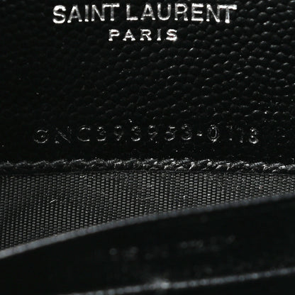 Saint Laurent Grain De Poudre Matelasse Chevron Monogram Envelope Chain Wallet Black 7 of 8