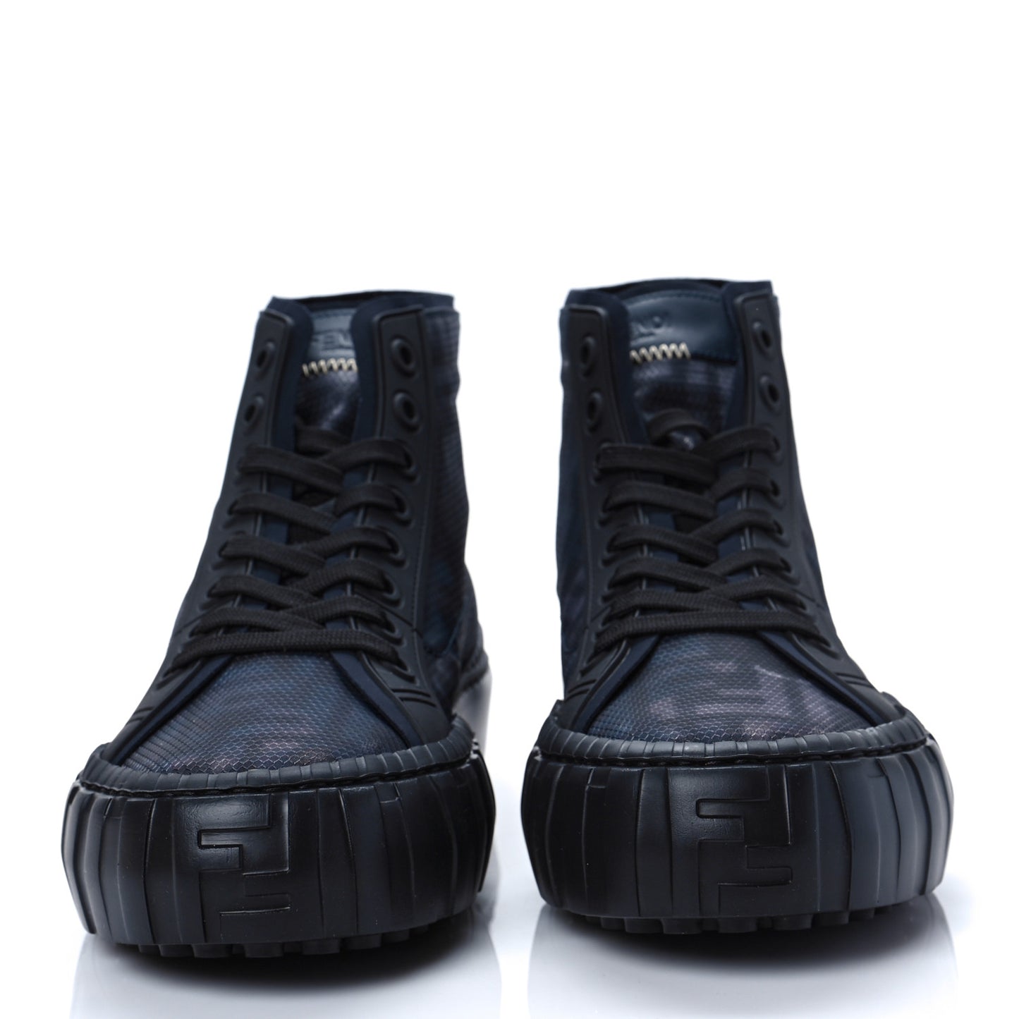 Fabric Jacquard FF Mens Force High Top Sneakers 8 Black Blue