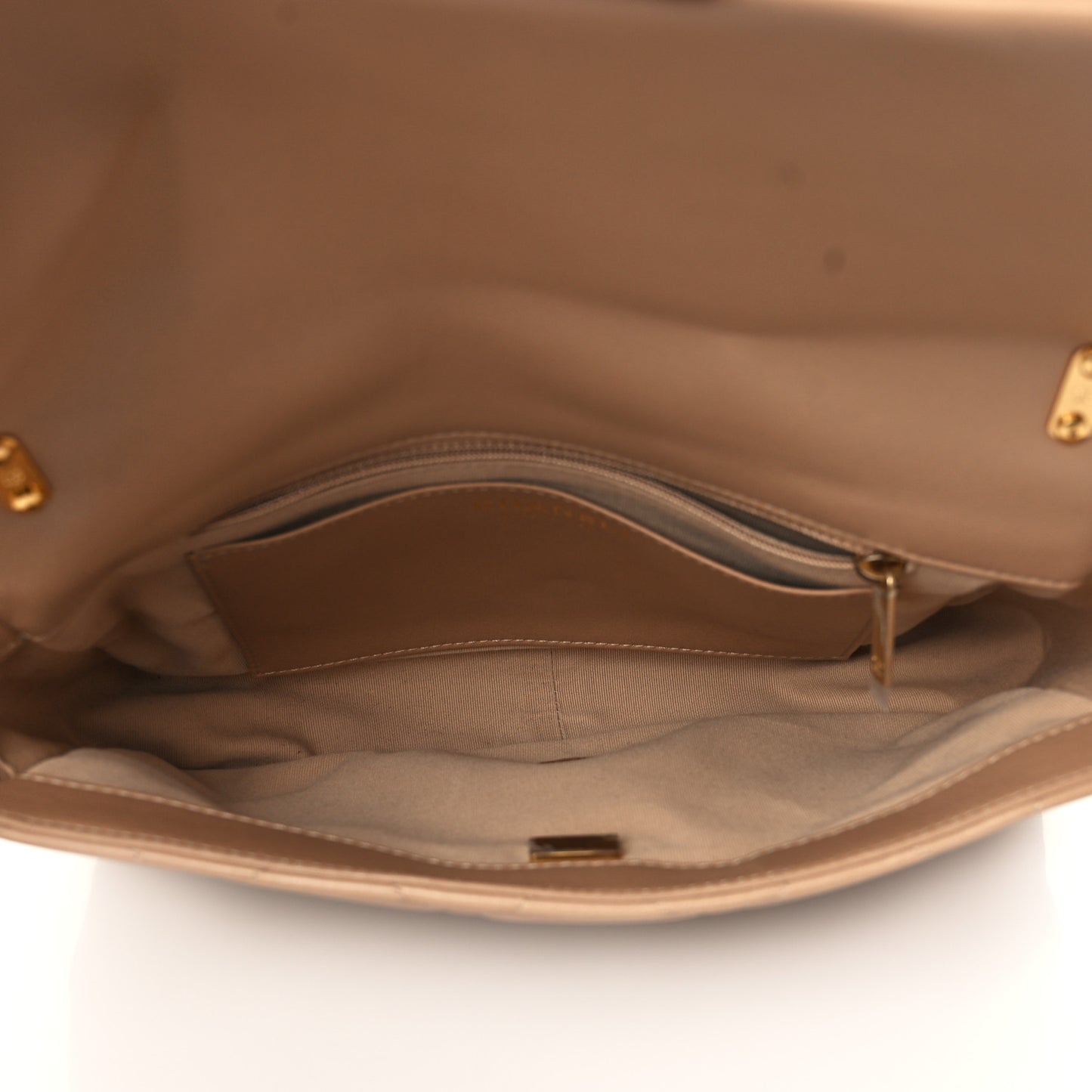 Lambskin Quilted Large CC Funky Town Flap Beige