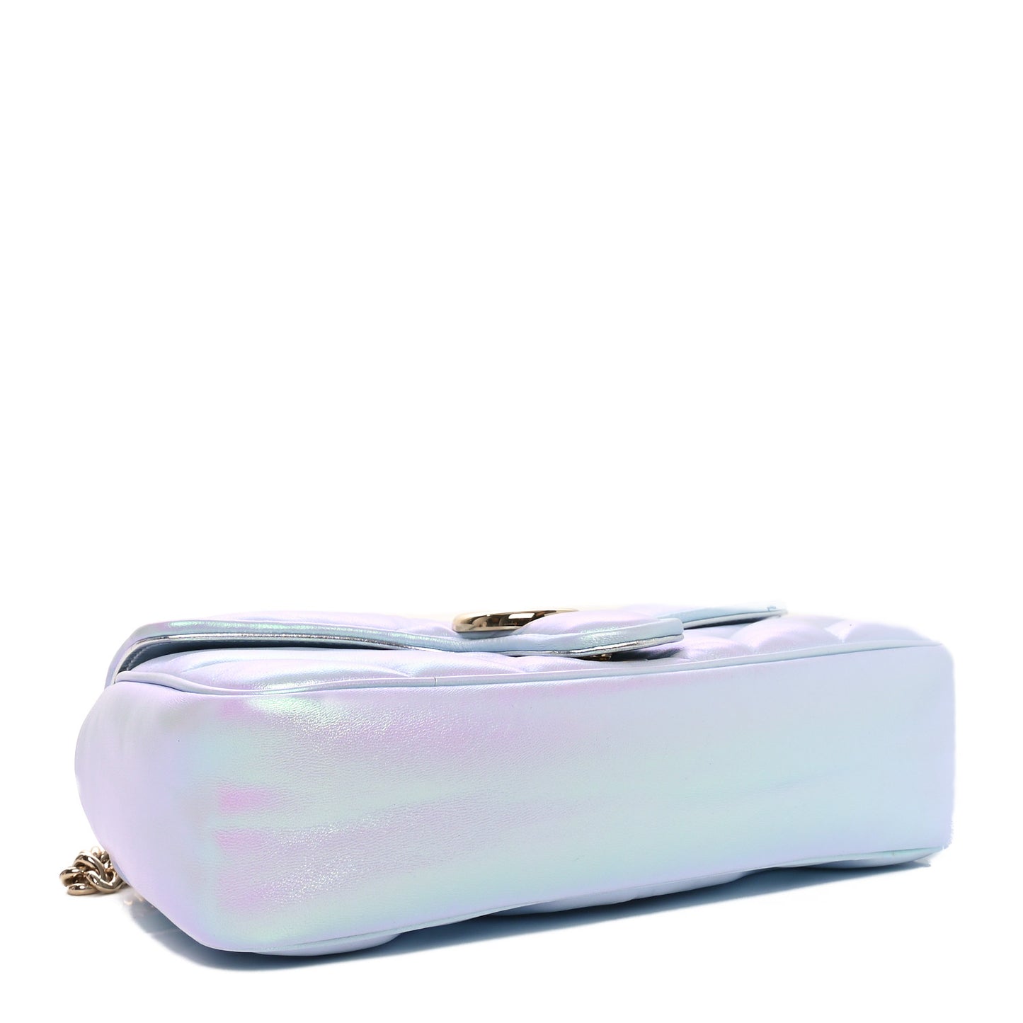 Iridescent Nappa Chevron Matelasse Small GG Marmont Shoulder Bag Iridescent Snow Light Blue