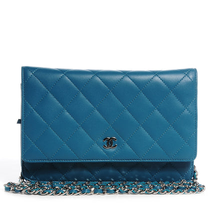 Chanel Lambskin Quilted CC Wallet On Chain Turquoise 1 of 9