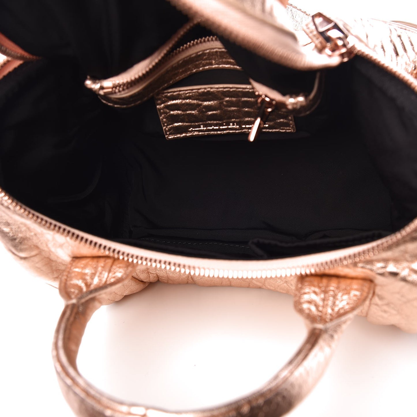 Metallic Pebbled Lambskin Rockie Rose Gold Hardware