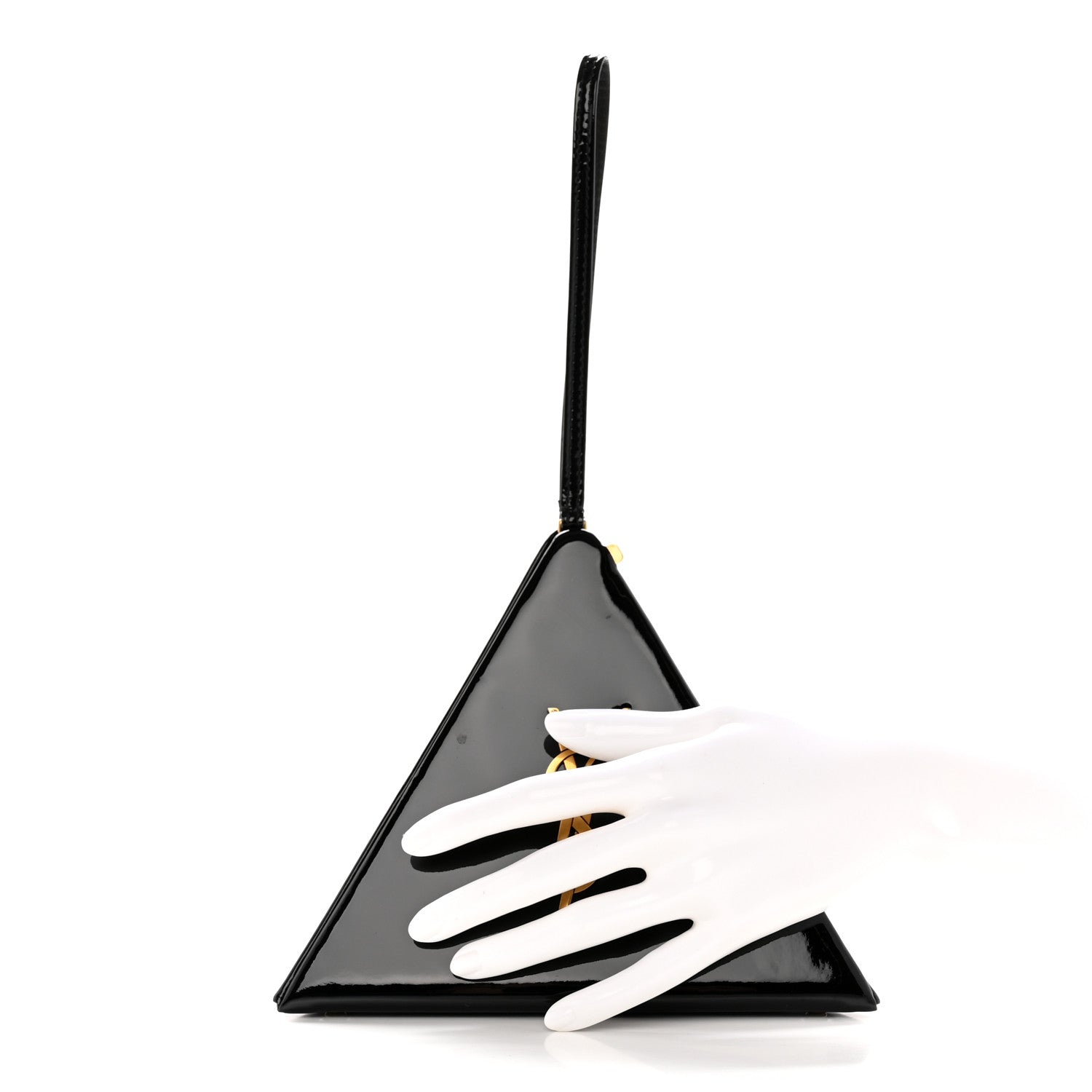 Saint Laurent Patent Pyramid Clutch Black 2 of 11