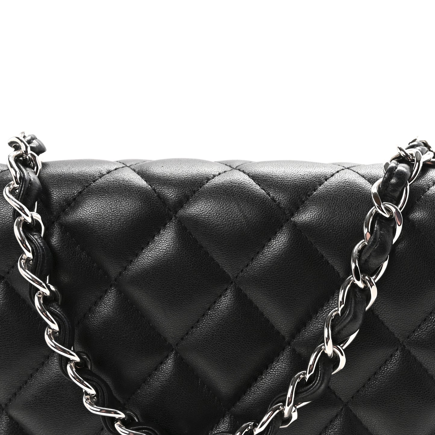 Lambskin Quilted Jumbo Single Flap Black