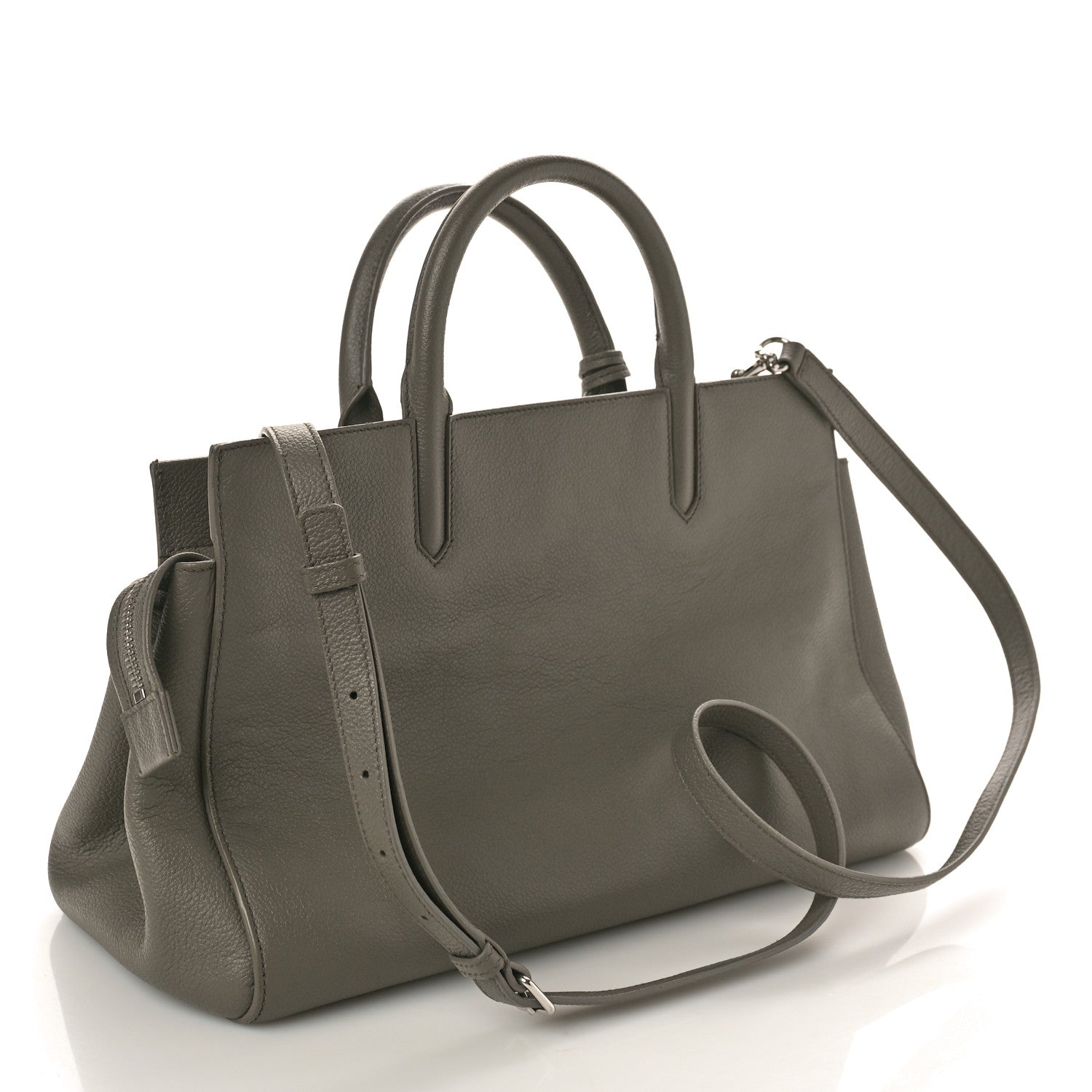 Saint Laurent Grained Calfskin Small Cabas Rive Gauche Fog 3 of 13