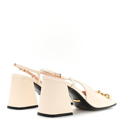 Gucci Malaga Kid Horsebit 75mm Slingback Pumps 36.5 Mystic White 5 of 7