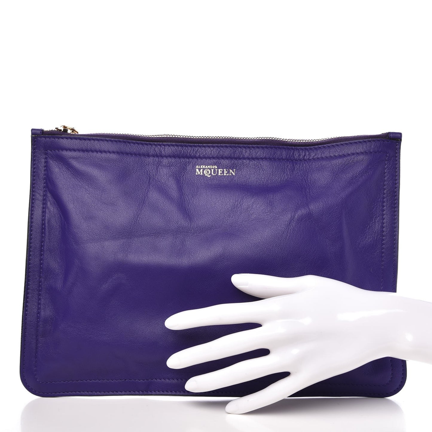 Nappa Skull Zipped Pouch Purple