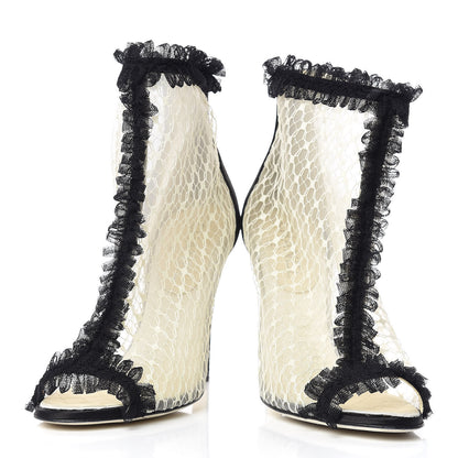 Chanel Lace Mesh Booties 37 IvoryBlack 6 of 9