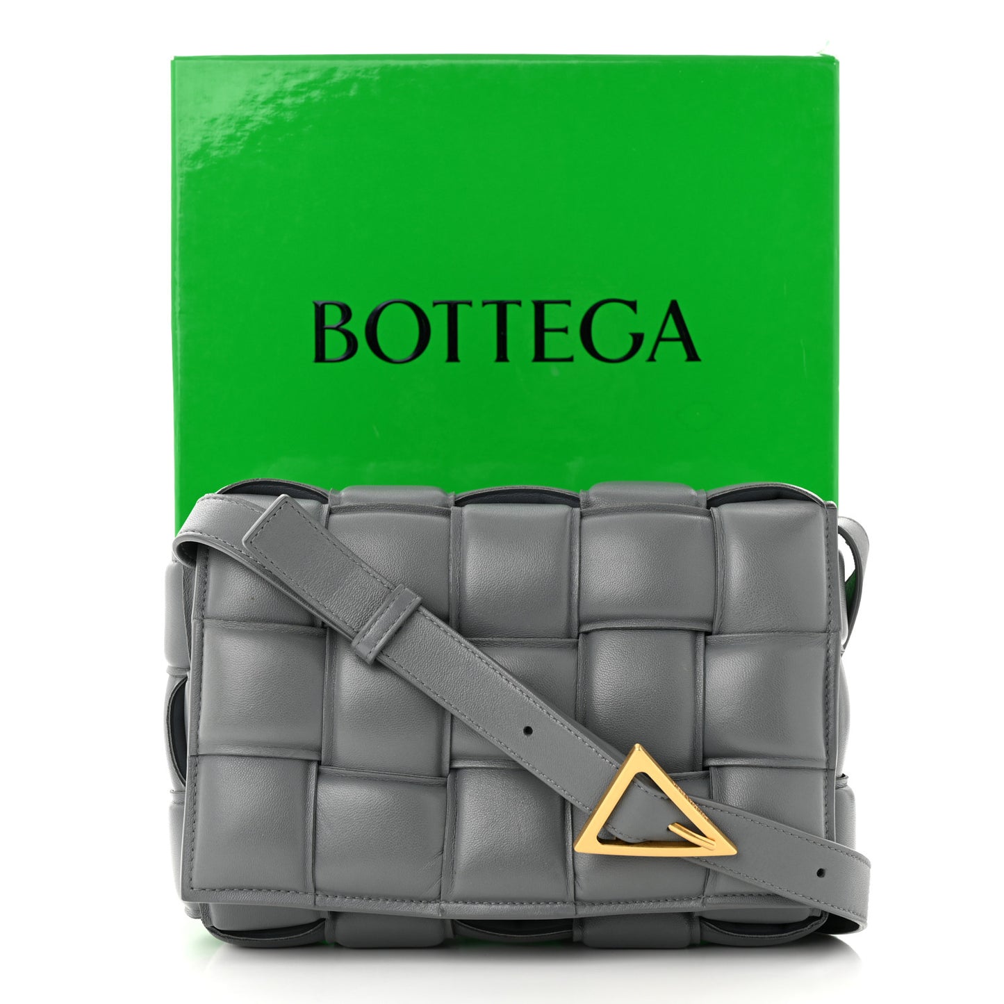 Nappa Maxi Intreccio Padded Cassette Crossbody Bag Thunder