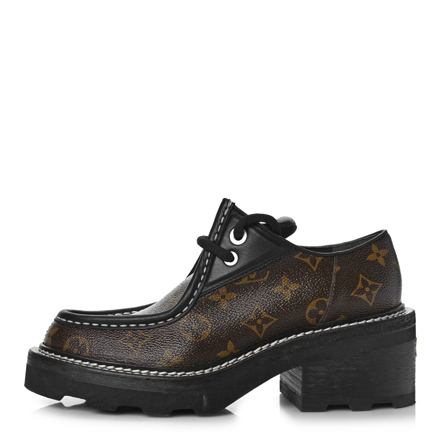 Monogram Calfskin Beaubourg Platform Derby Shoes 37 Brown
