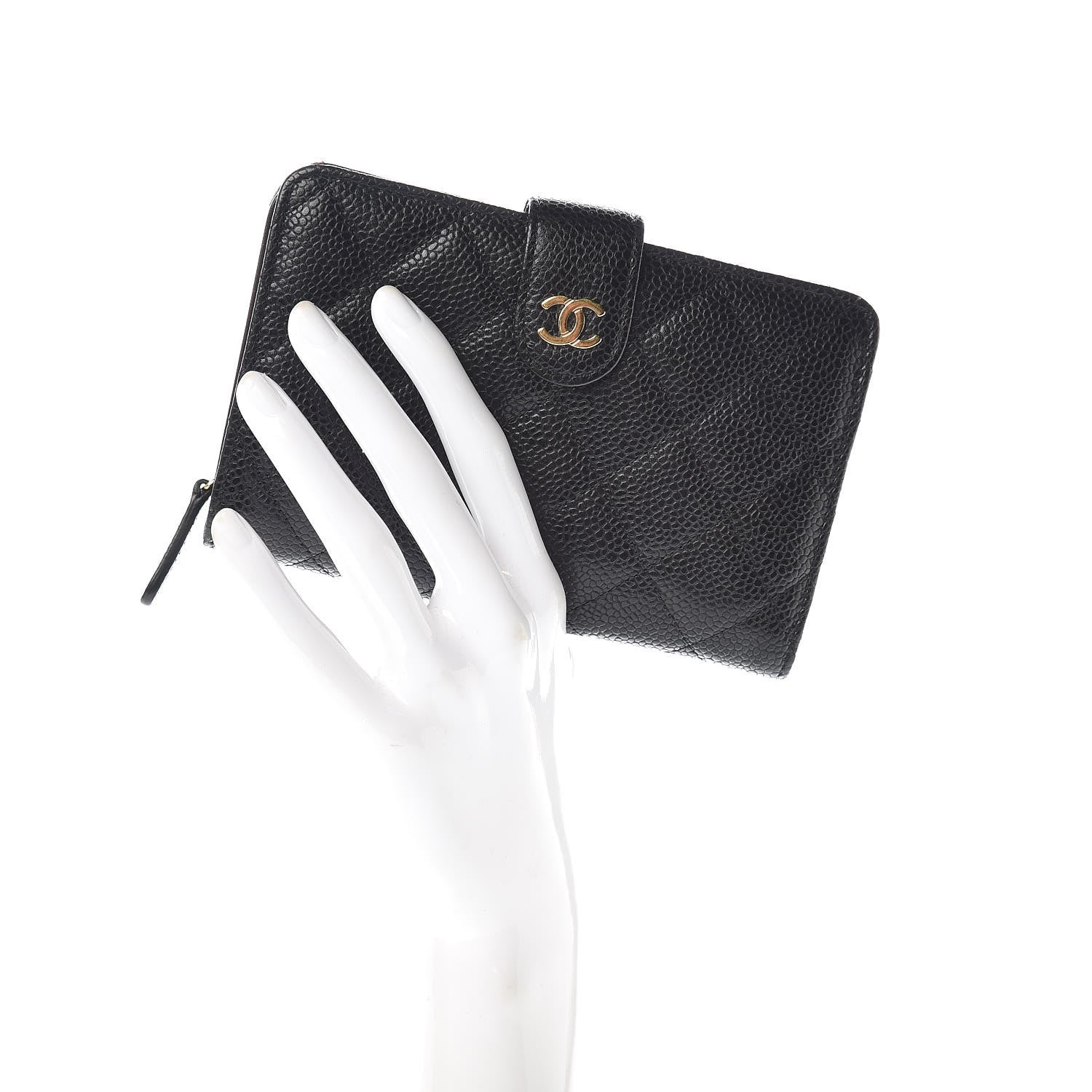 Chanel Caviar Quilted Zipped Pocket Wallet Black 2 of 9