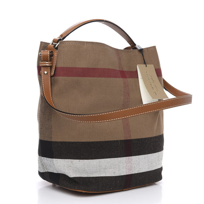 Burberry Canvas Mega Check Medium Ashby Hobo Saddle Brown 3 of 11