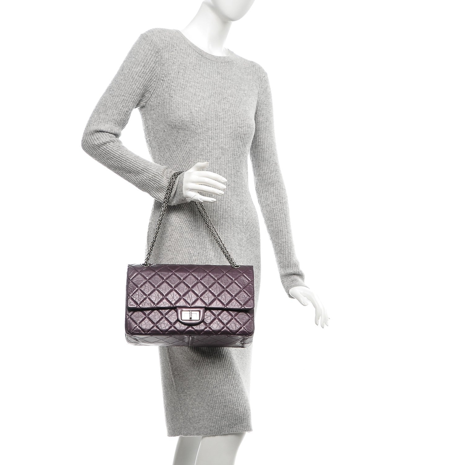 Chanel Metallic Calfskin Quilted 2.55 Reissue 227 Flap Plum 2 of 7