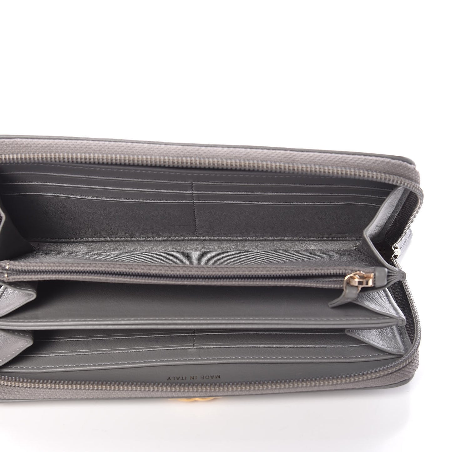 Lambskin Quilted Boy Zip Around Wallet Grey