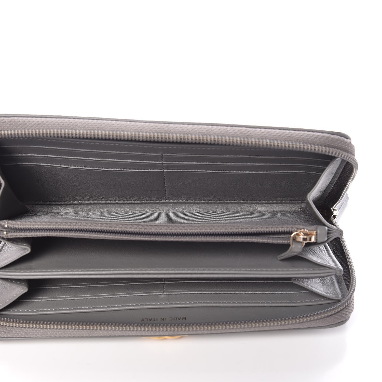 Chanel Lambskin Quilted Boy Zip Around Wallet Grey 5 of 14