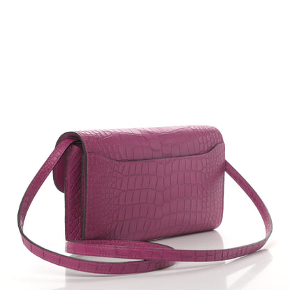 Hermes Matte Alligator Constance Long Wallet To Go Rose Scheherazade 2 of 4