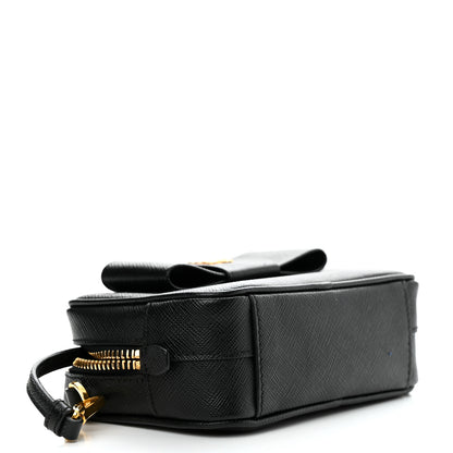 Prada Saffiano Fiocco Bow Camera Crossbody Bag Black 4 of 10