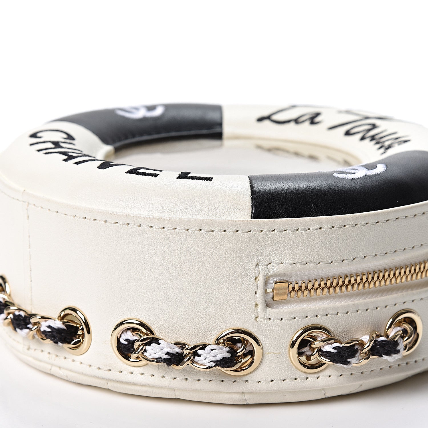 Chanel Lambskin Coco Lifesaver Round Bag Black White 9 of 10