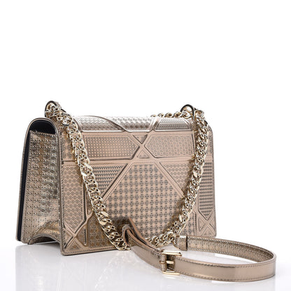 Christian Dior Metallic Patent Micro-Cannage Medium Diorama Flap Bag Gold 3 of 7