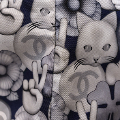 Chanel Nylon Cat Emoticon Tote Navy Silver 12 of 12