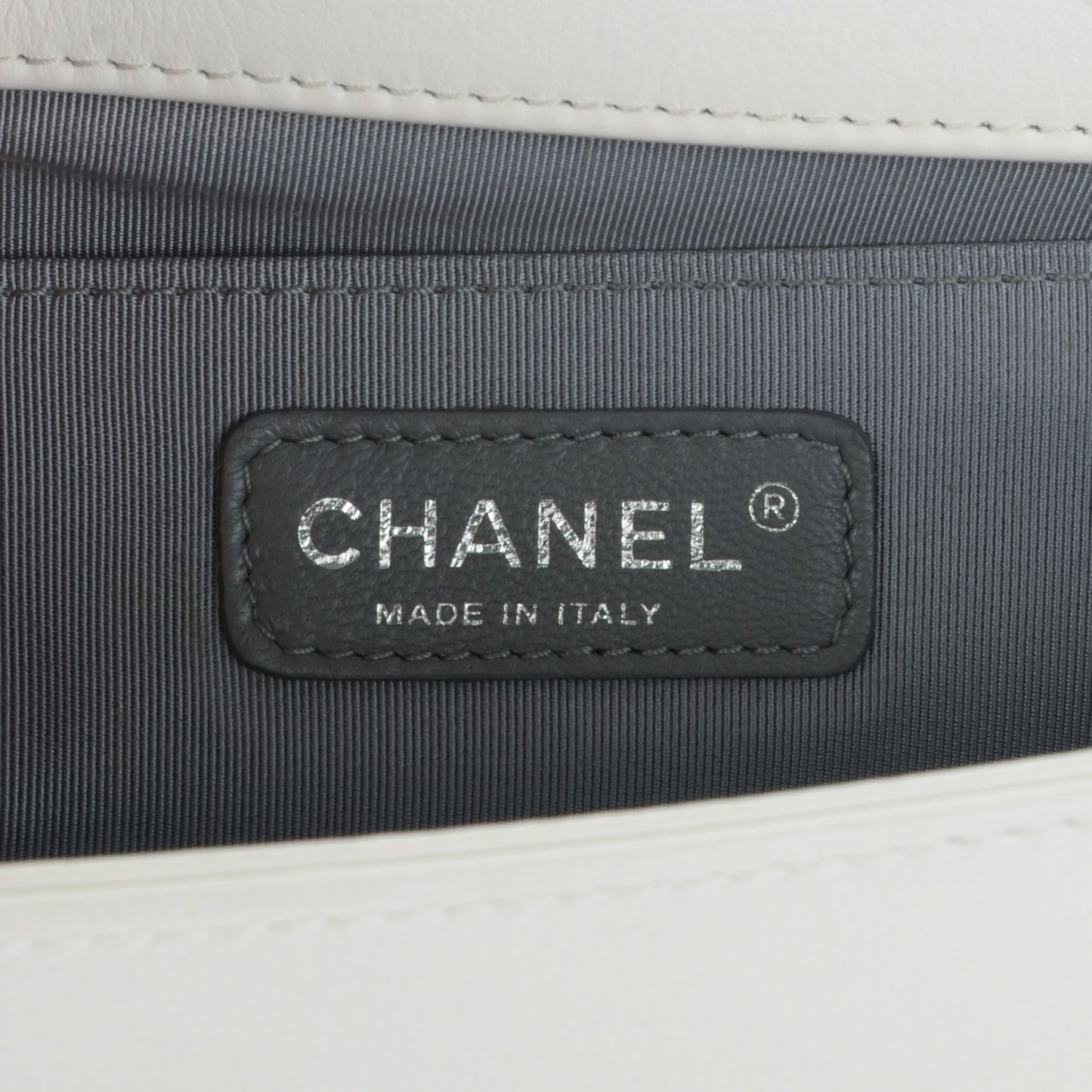 Calfskin Quilted Medium Boy Flap White