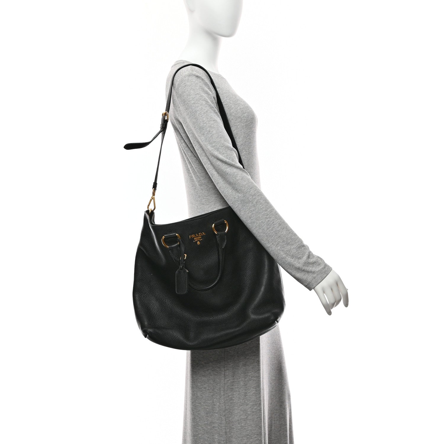 Prada Vitello Daino Tote Black 2 of 10