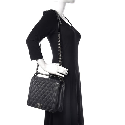 Chanel Calfskin Embossed Stitch Large Boy Flap Black 2 of 19