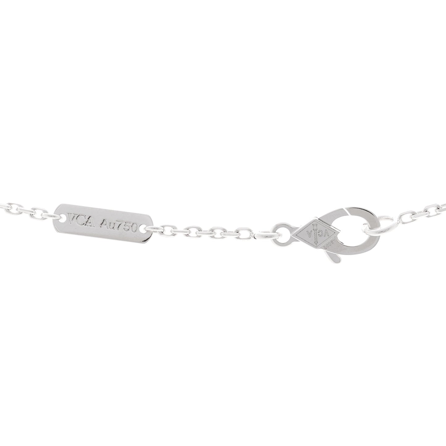 18K White Gold Chalcedony Vintage Alhambra Pendant Necklace