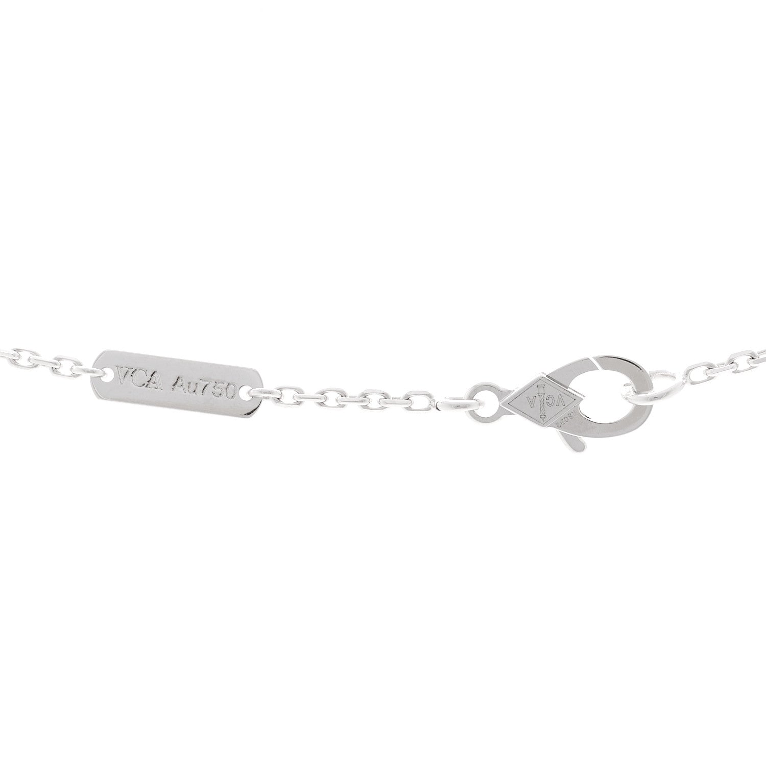 Van Cleef & Arpels 18K White Gold Chalcedony Vintage Alhambra Pendant Necklace 4 of 6