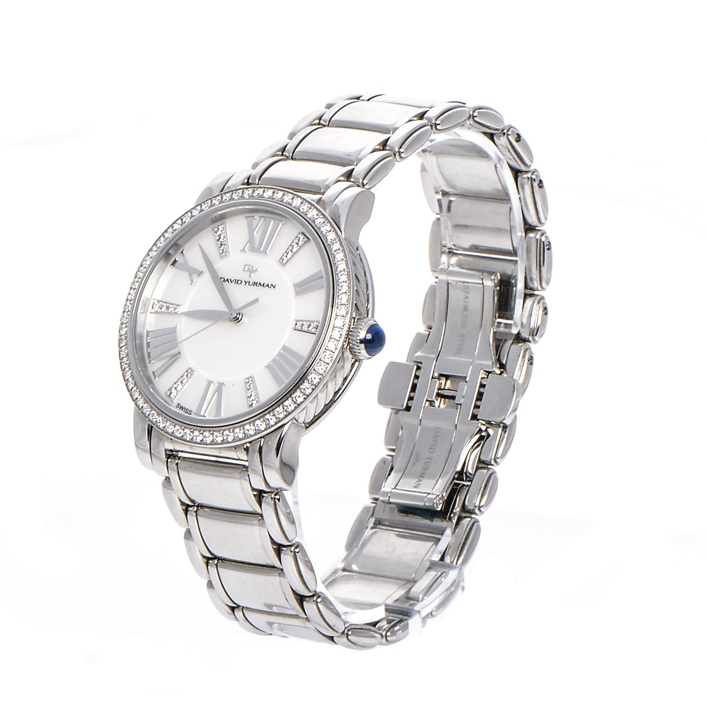 Stainless Steel Diamond Bezel Mother of Pearl 38mm Classic Quartz Watch