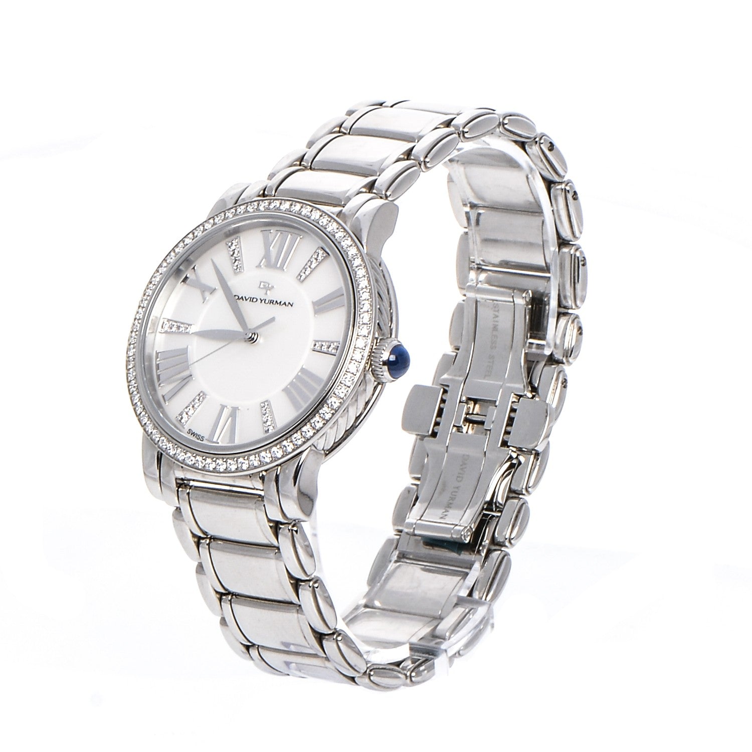 David Yurman Stainless Steel Diamond Bezel Mother of Pearl 38mm Classic Quartz Watch 3 of 8
